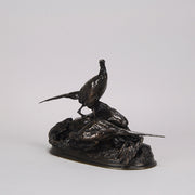 Auguste Cain Bronze of Nesting Pheasants 
