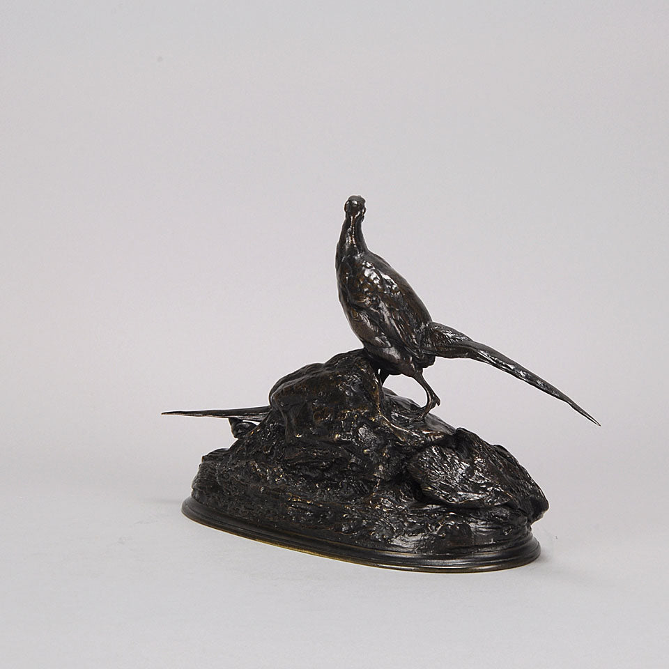 Auguste Cain Bronze of Nesting Pheasants 