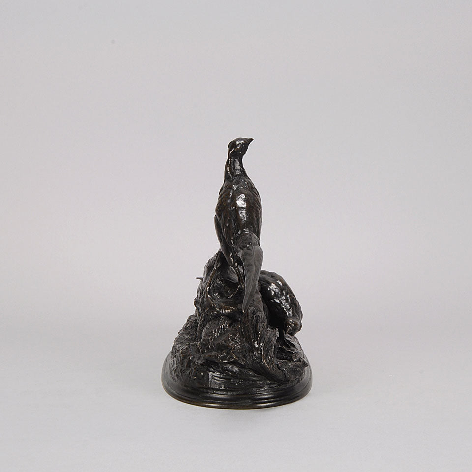 Auguste Cain Bronze of Nesting Pheasants 