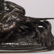 Auguste Cain Bronze of Nesting Pheasants 