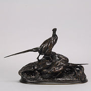 Auguste Cain Bronze of Nesting Pheasants 