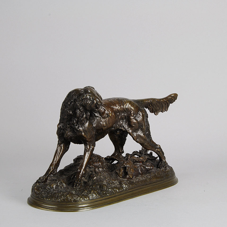 Setter and Rabbit bronze by Moigniez