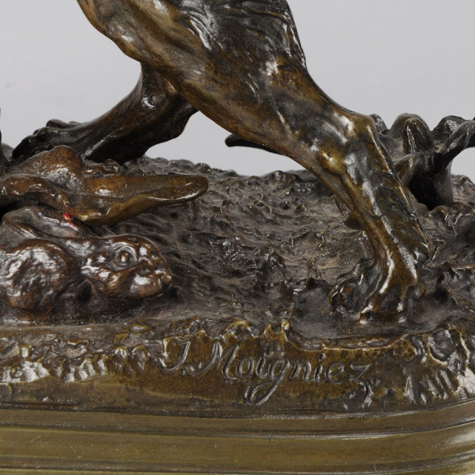 Setter and Rabbit bronze by Moigniez