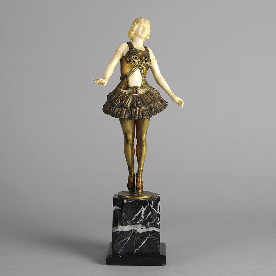 Art Deco Poertzel Figure Bronze & Ivory 