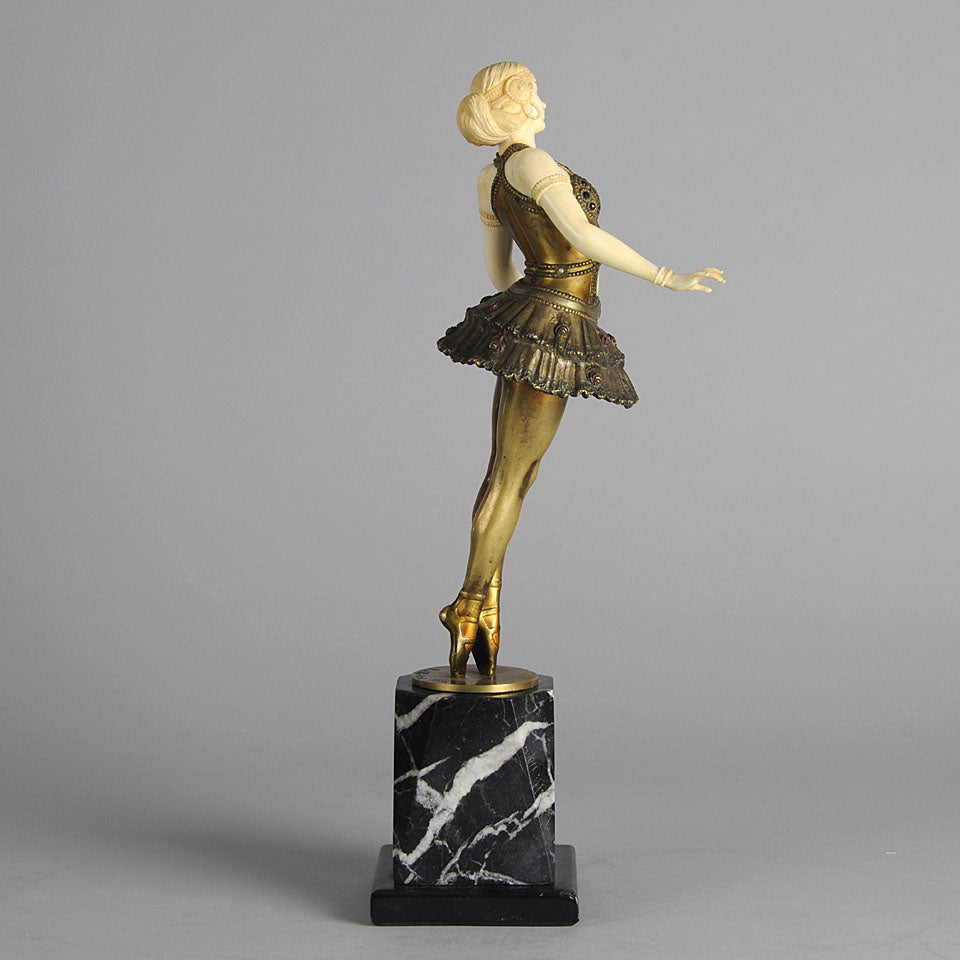Art Deco Poertzel Figure Bronze & Ivory 