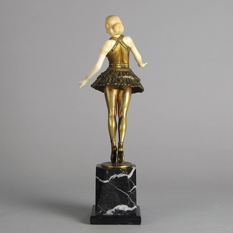 Art Deco Poertzel Figure Bronze & Ivory 