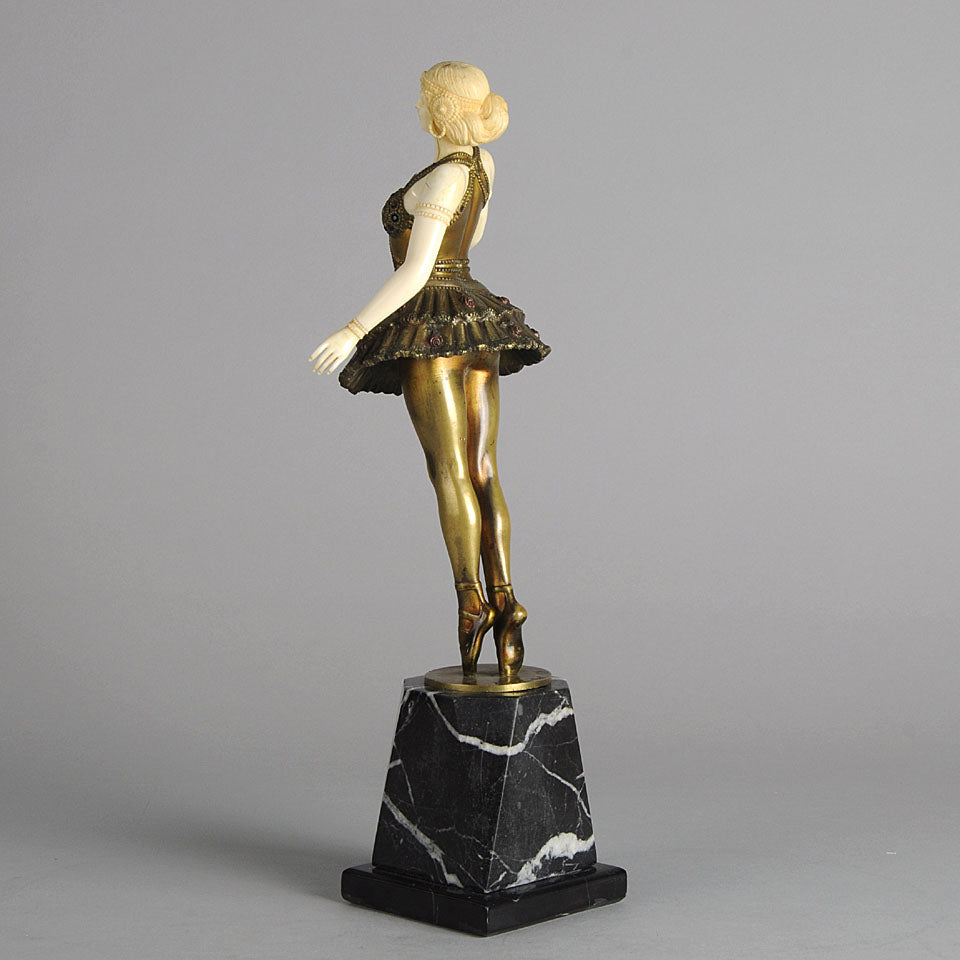 Art Deco Poertzel Figure Bronze & Ivory 