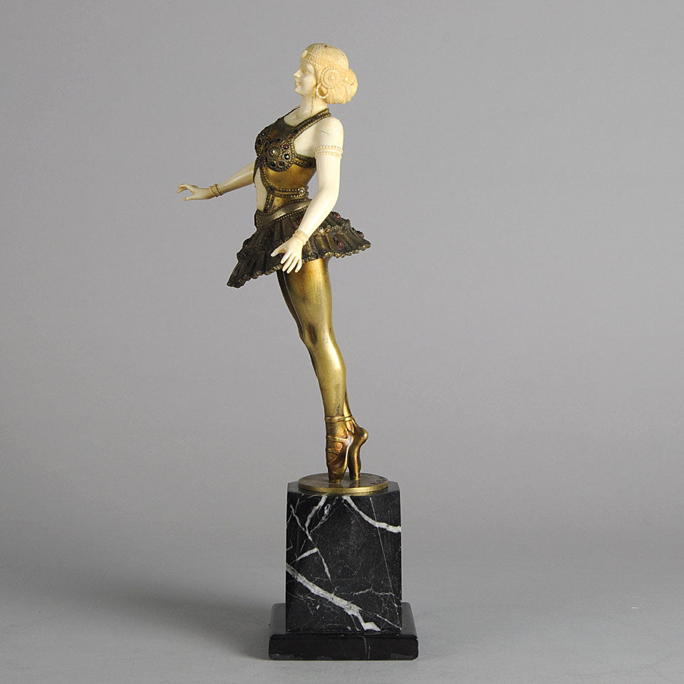 Art Deco Poertzel Figure Bronze & Ivory 