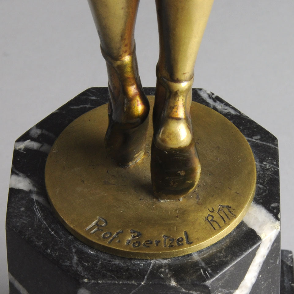 Art Deco Poertzel Figure Bronze & Ivory 