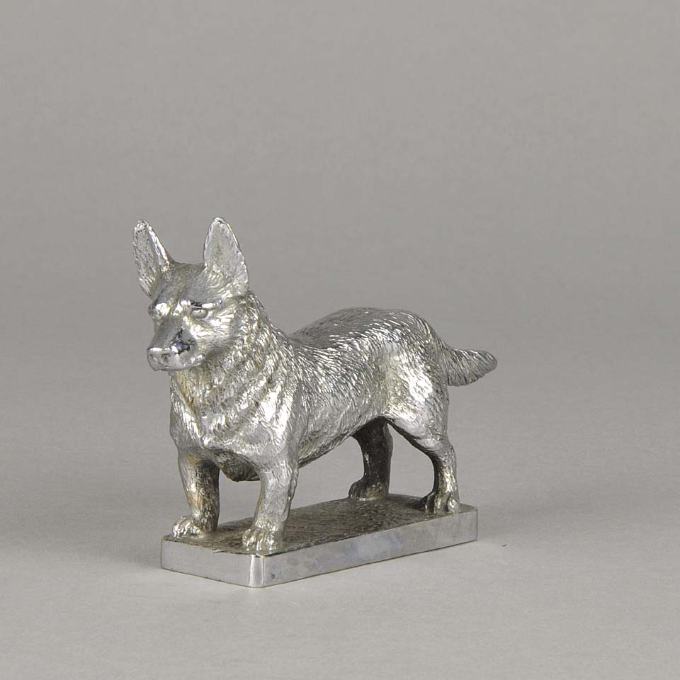 Car Mascot Silvered Bronze Corgi 