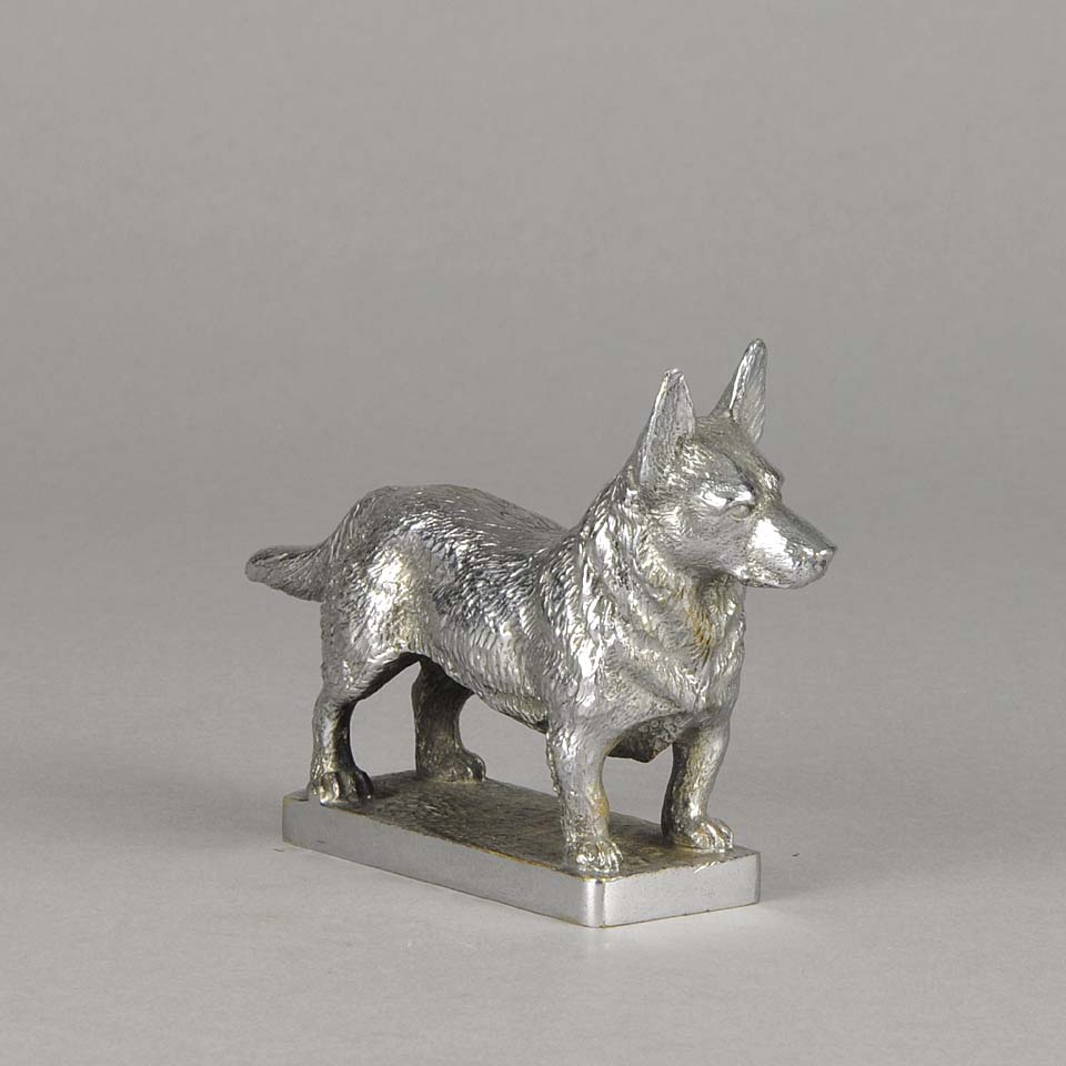 Car Mascot Silvered Bronze Corgi 
