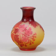 Emile Gallé Art Nouveau Glass Red Bulbous Vase