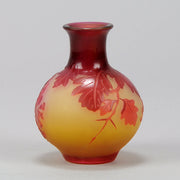 Emile Gallé Art Nouveau Glass Red Bulbous Vase