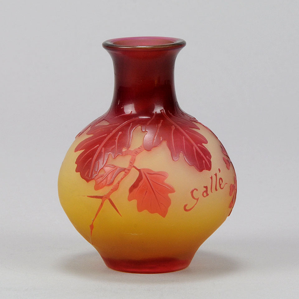 Emile Gallé Art Nouveau Glass Red Bulbous Vase
