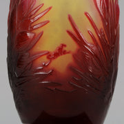Emile Gallé Art Nouveau Glass Red Bulbous Vase