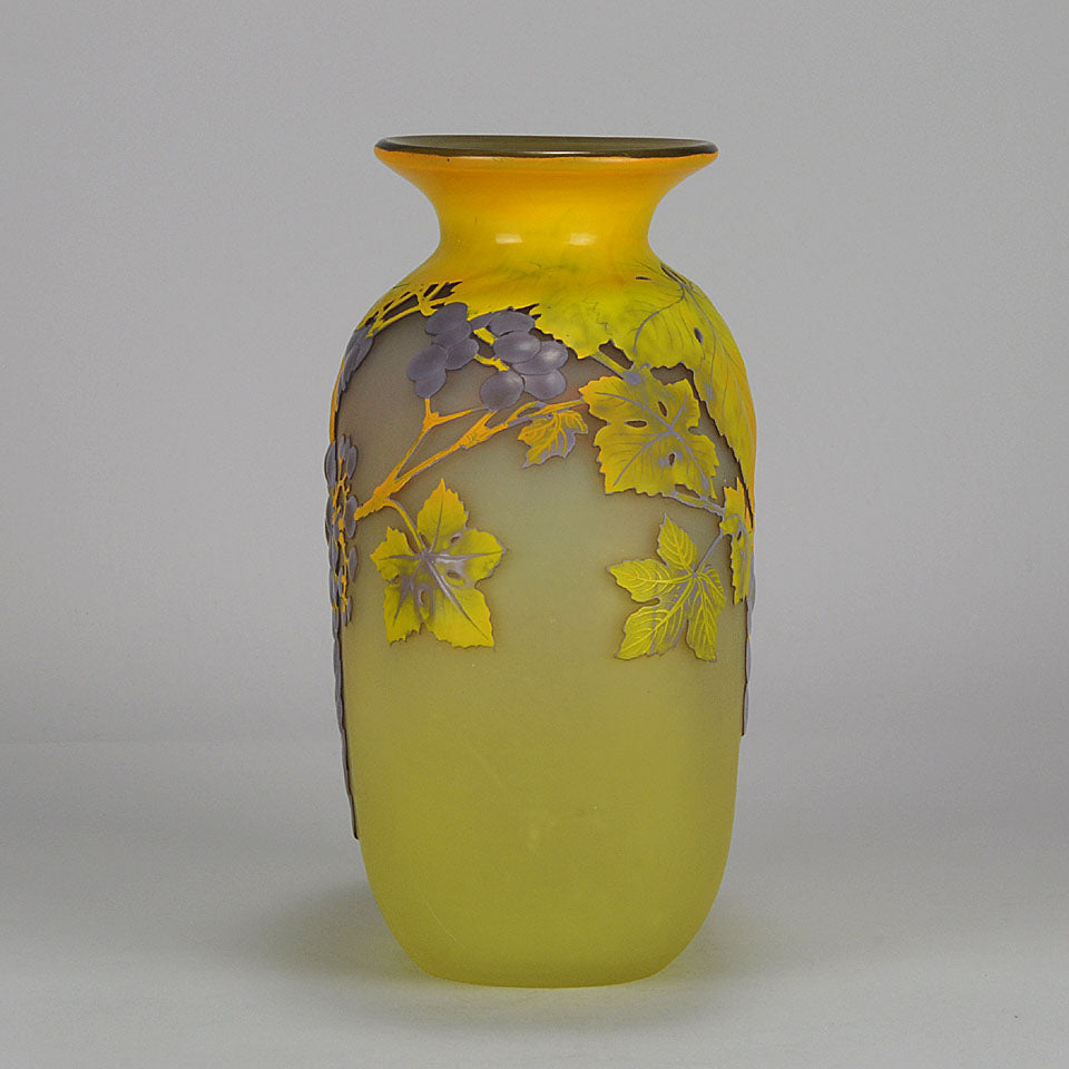 Emile Gallé Art Nouveau Glass Vase -  Raisins Soufflé Vase 