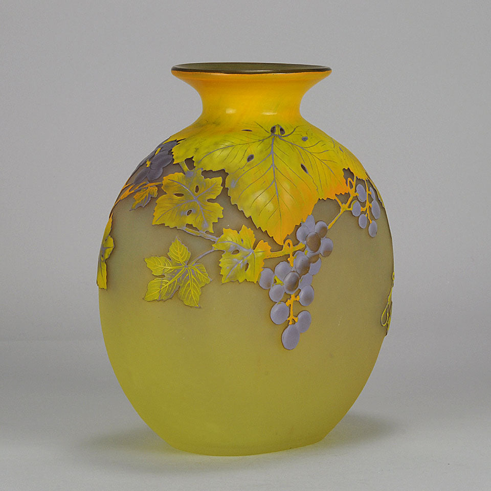 Emile Gallé Art Nouveau Glass Vase -  Raisins Soufflé Vase 
