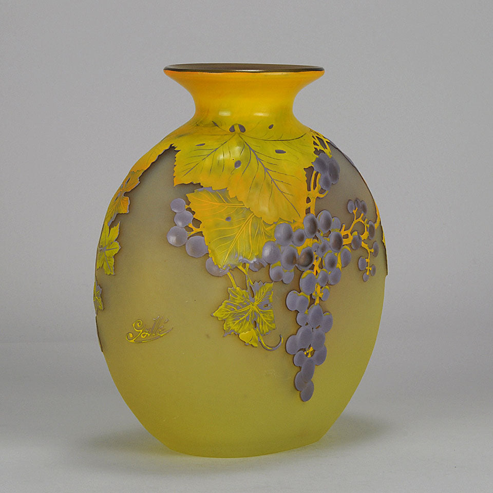 Emile Gallé Art Nouveau Glass Vase -  Raisins Soufflé Vase 